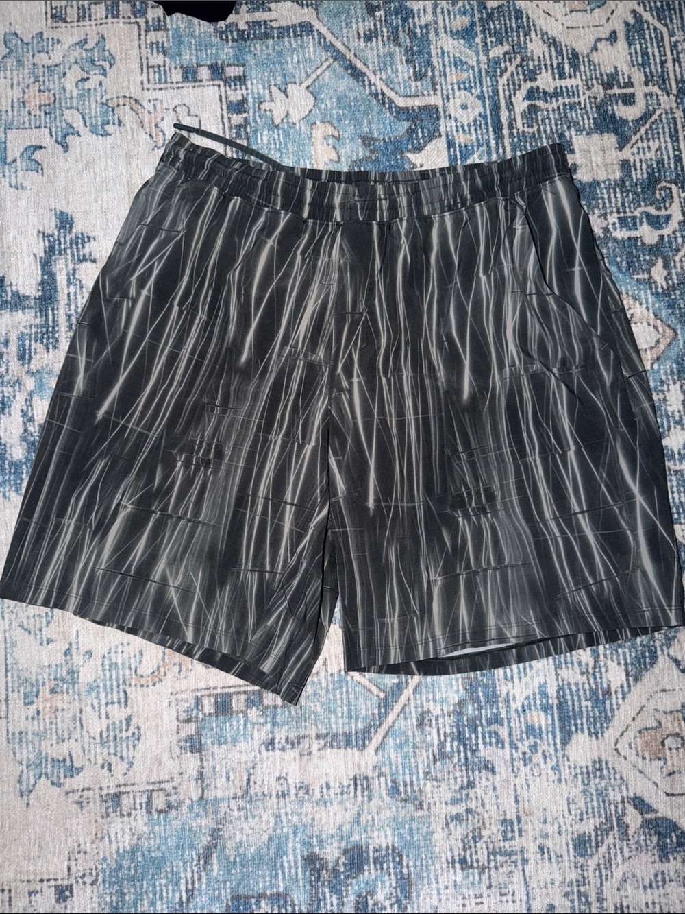 lululemon athletica Black and Gray Patterned Athletic Shorts
